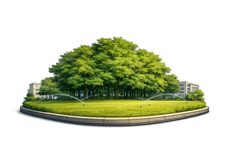 沈阳化工大学槐德广场地标插画