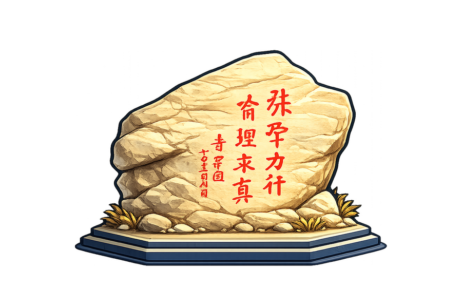 沈阳化工大学校训石地标插画