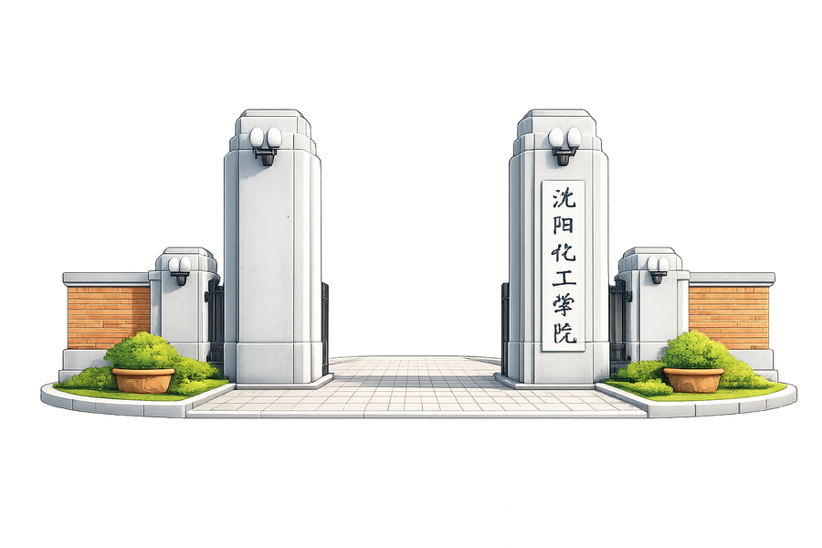 沈阳化工学院老校门地标插画